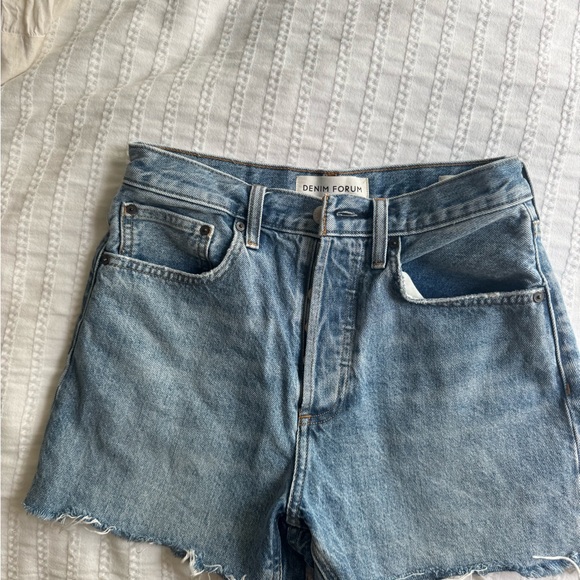 Denim Forum Pants - Denim Forum Light Blue Cutoff Denim Shorts